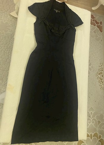 V yaka, drapeli uzun siyah gece elbisesi - Görsel 2