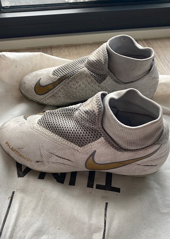 Nike Gri Beyaz Erkek Futbol Ayakkabısı Velcro Krampon - Görsel 2