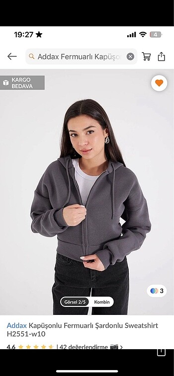 Addax Fermuarlı Sweatshirt Hırka