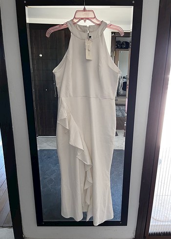Trendyol & Milla Beyaz Midi Saten Elbise