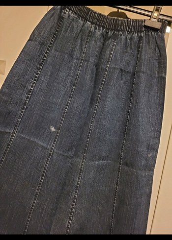 Kadın Lacivert Uzun Bol Kesim Kot Etek - Görsel 3