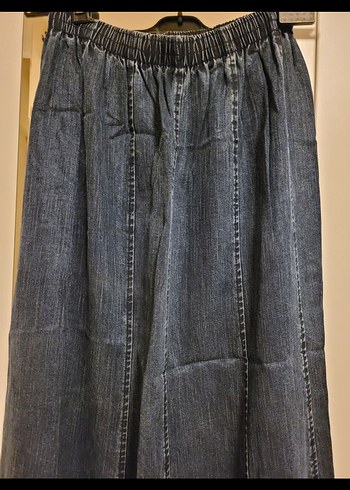 Kadın Lacivert Uzun Bol Kesim Kot Etek - Görsel 2