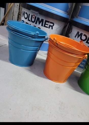 Renkli Saplı Metal Kovalar - Görsel 5