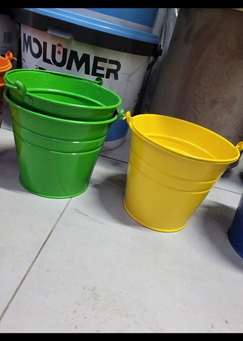 Renkli Saplı Metal Kovalar - Görsel 6