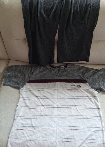 Gri Erkek Kısa Kollu Rahat Pijama Takımı - Görsel 2