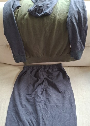 Gri Erkek Uzun Kollu Rahat Pijama Takımı - Görsel 2