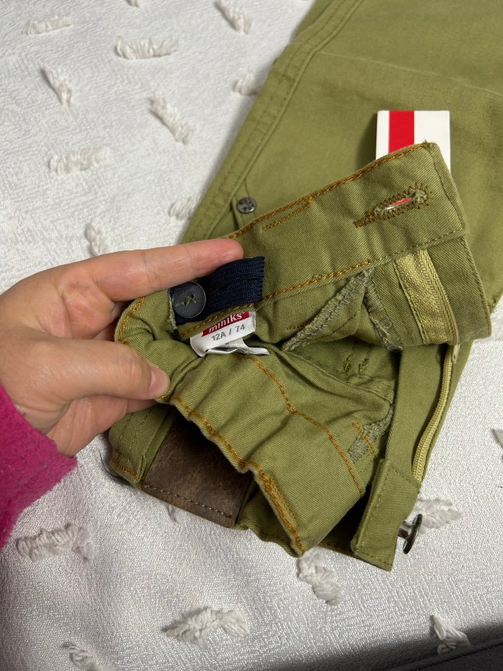 Düğmeli Erkek Çocuk Haki Pantolon - Görsel 3