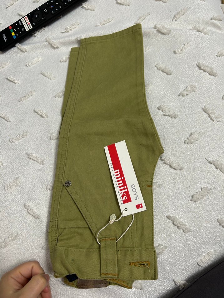 Düğmeli Erkek Çocuk Haki Pantolon - Görsel 2