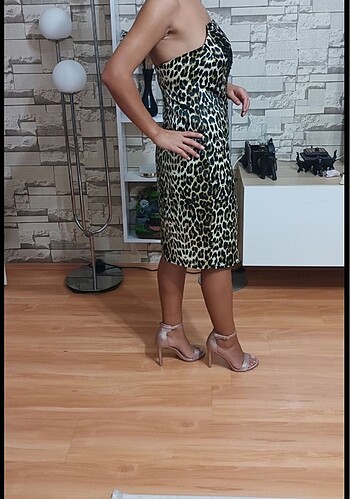Diğer Leopar saten elbise