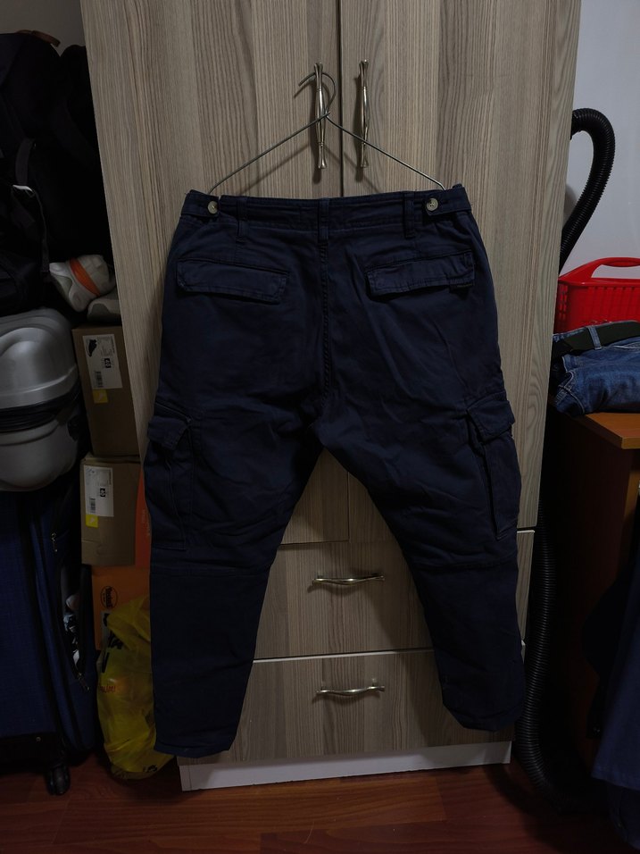 Lacivert Kemerli Erkek Bol Kesim Kot Pantolon - Görsel 4