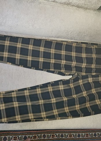 erkek Bej Kareli Kumaş Pantolon - Görsel 2