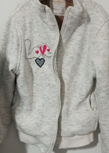 Kız Çocuk Gri Fermuarlı Nakışlı mont - Görsel 2