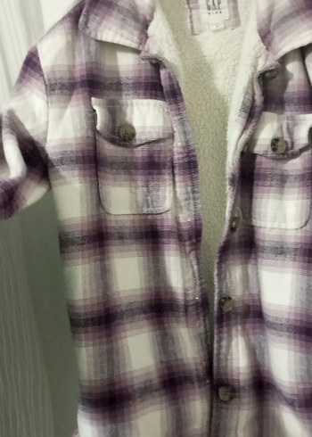 Kızlar için Mor Ekose Düğmeli Ceket - Görsel 3