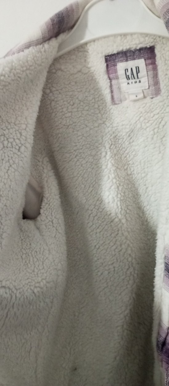 Kızlar için Mor Ekose Düğmeli Ceket - Görsel 4