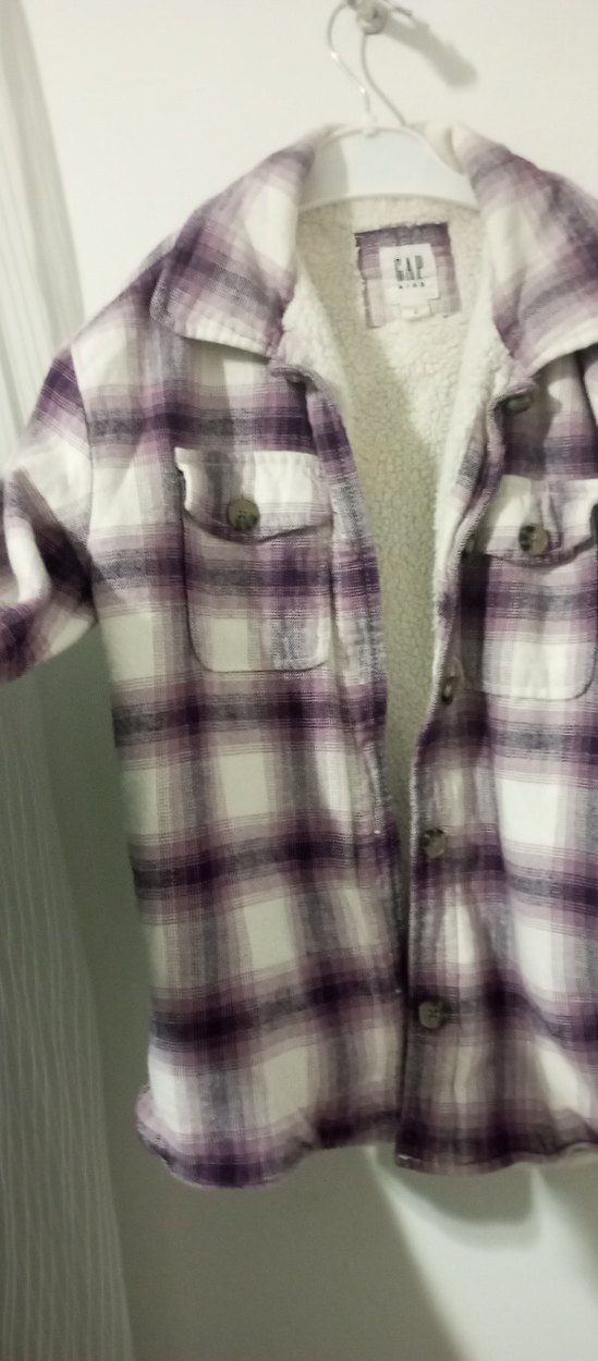 Kızlar için Mor Ekose Düğmeli Ceket - Görsel 3