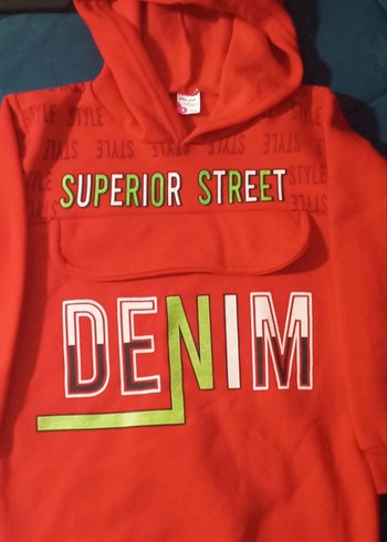 Kızaklı Kapüşonlu Kırmızı Sweatshirt - Görsel 3