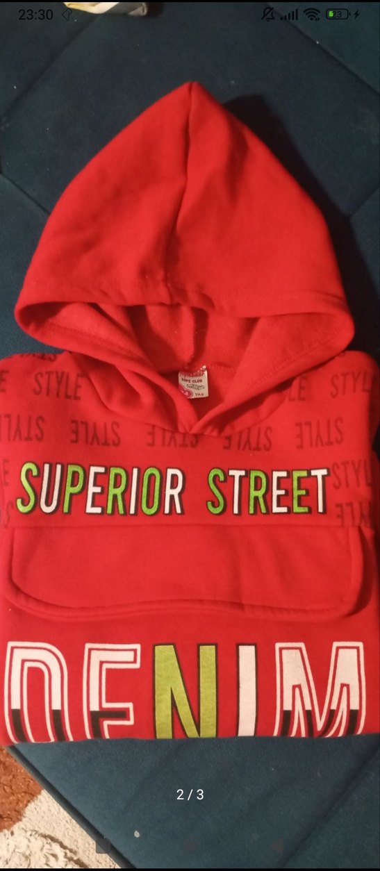 Kızaklı Kapüşonlu Kırmızı Sweatshirt - Görsel 2