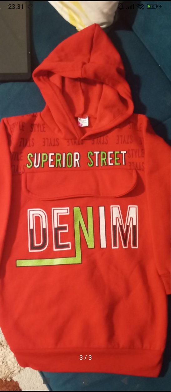 Kızaklı Kapüşonlu Kırmızı Sweatshirt - Görsel 3