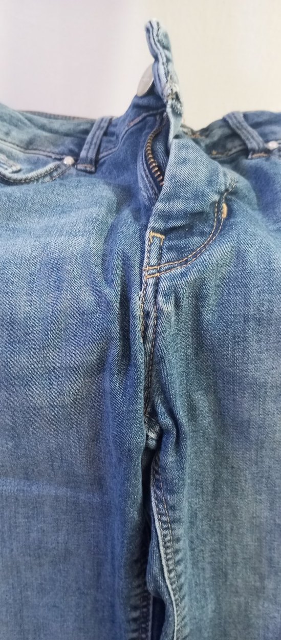 Düğmeli Mavi Kadın Midi Kot Pantolon - Görsel 2