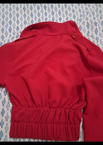 Kırmızı Mini Fermuarlı Kadın Ceket - Görsel 3