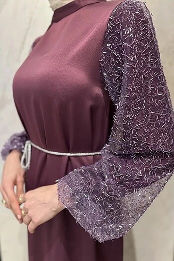 Kolları güpür taşlı abiye