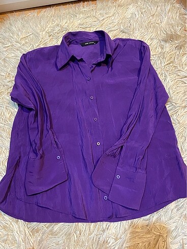 LC Waikiki Canlı mor oversize gömlek