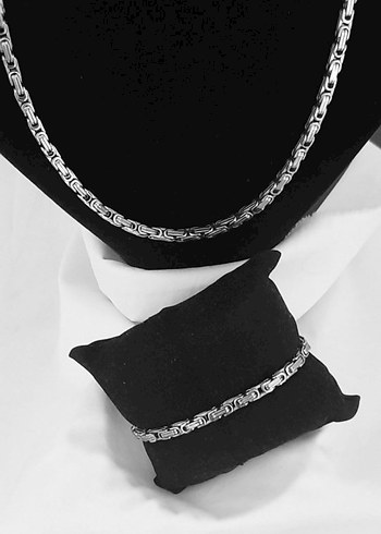 Çelik Kral Erkek kolye bileklik set 4 mm - Görsel 2