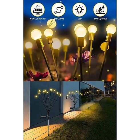 12 ?li Güneş enerjili ateş böceği çiçek lamba