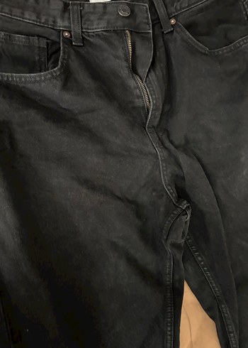 Siyah Bershka Rahat Kesim Kot Pantolon - Görsel 2