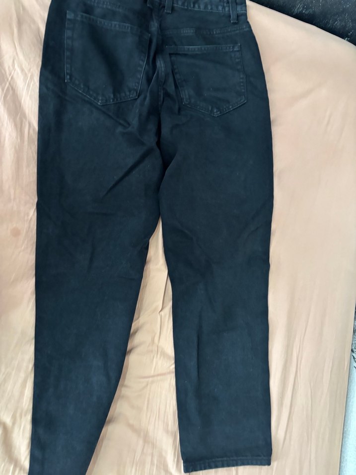 Siyah Bershka Rahat Kesim Kot Pantolon - Görsel 4