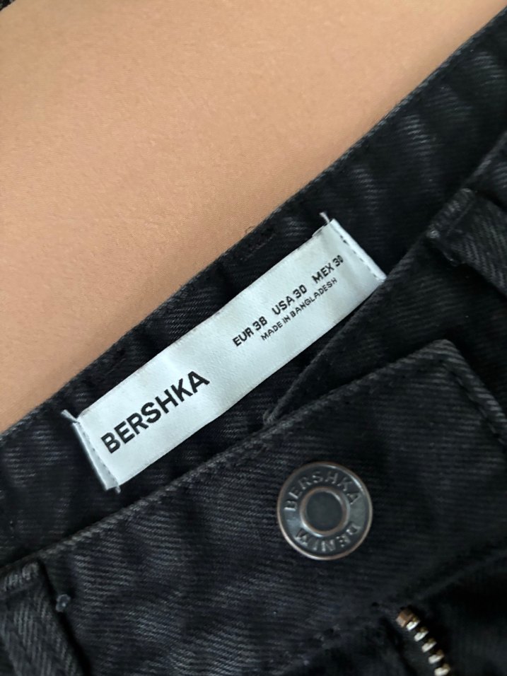 Siyah Bershka Rahat Kesim Kot Pantolon - Görsel 3
