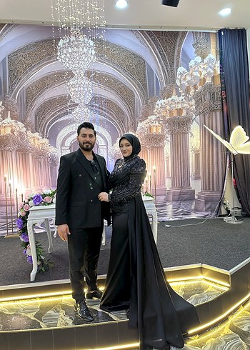 Abiye Uzun Siyah Gotik Notalı Düğün Elbisesi moda zehrada dan alındı