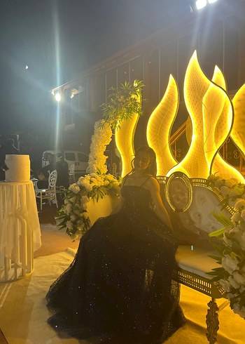 lacivert Straplez Gotik Uzun Abiye - Görsel 3