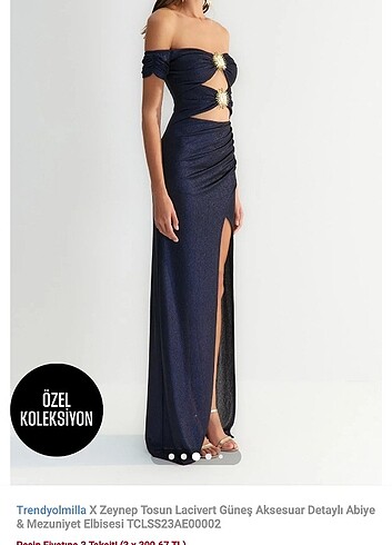 Lacivert Güneş Aksesuar Detaylı Abiye
& Mezuniyet Elbisesi - Görsel 5