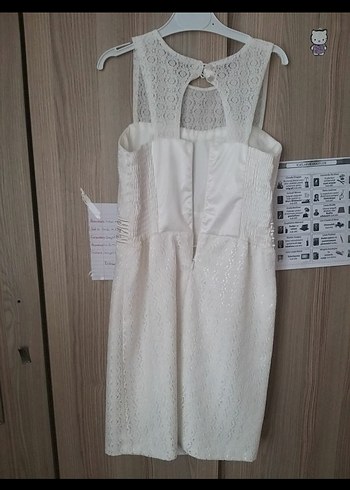 LC Waikiki Dantel Detaylı beyaz Mini Abiye Elbise