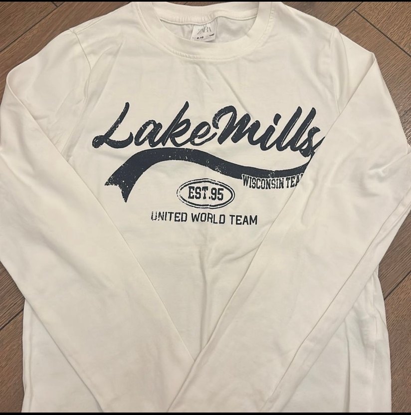 Beyaz Baskılı Uzun Kollu Kız Tişörtü 9-10 140 cm - Görsel 2