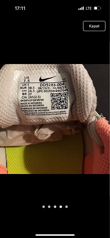 38,5 Beden gri Renk Nike flex experience RN11