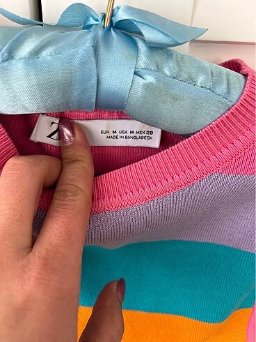 Zara Renkli triko crop