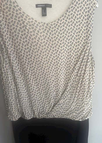 Mango Gri Desenli V Yaka Düğmeli Bluz elbise - Görsel 2