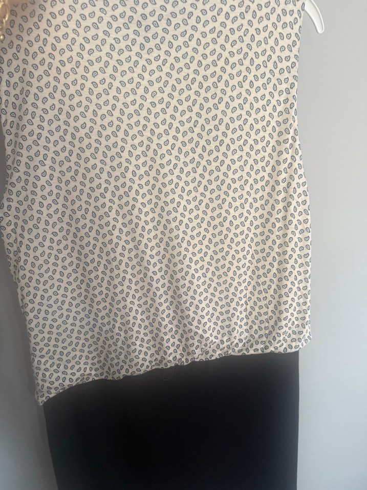 Mango Gri Desenli V Yaka Düğmeli Bluz elbise - Görsel 3