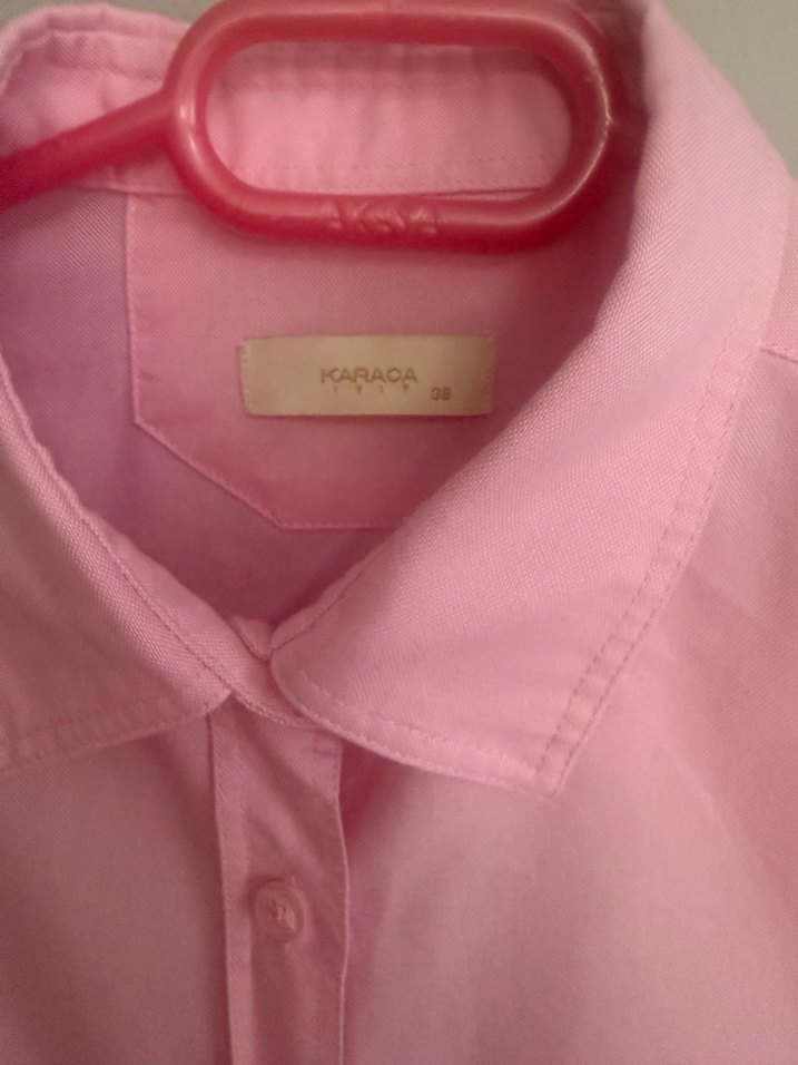 Kadın Pembe Düğmeli Basic Gömlek - Görsel 2