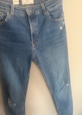 Kadın Mavi Bol Kesim Denim Pantolon - Görsel 2