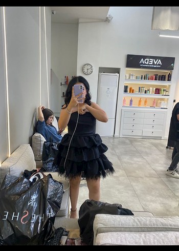 Siyah Straplez Mini Abiye Elbise - Görsel 5