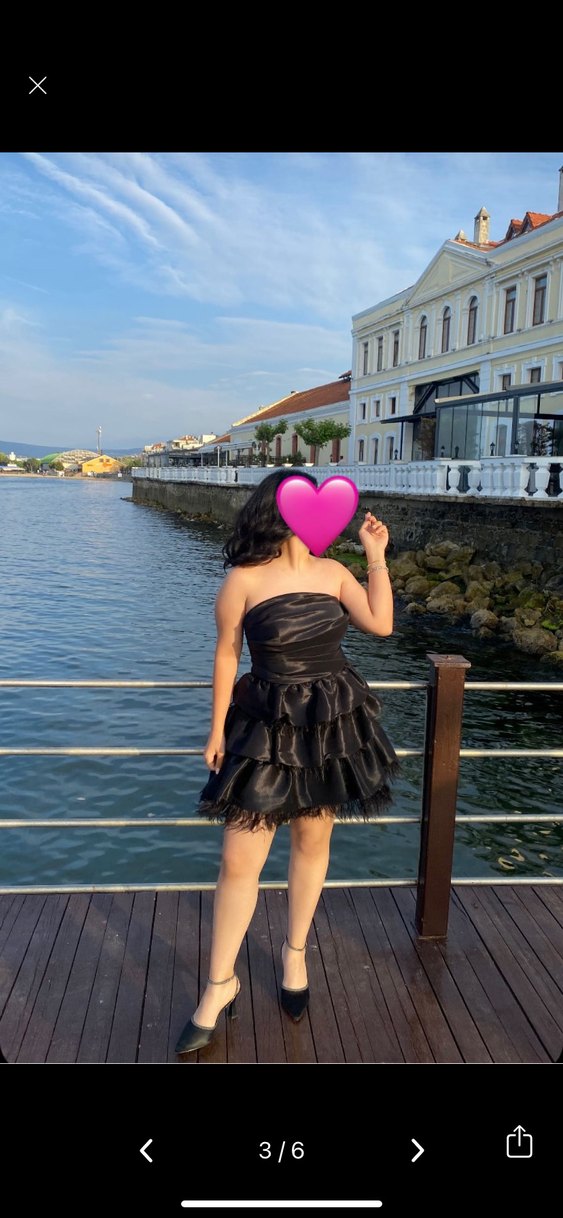 Siyah Straplez Mini Abiye Elbise - Görsel 4