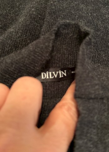 Koyu Gri Uzun Kesim Yüksek Yakalı Elbise  - Görsel 2