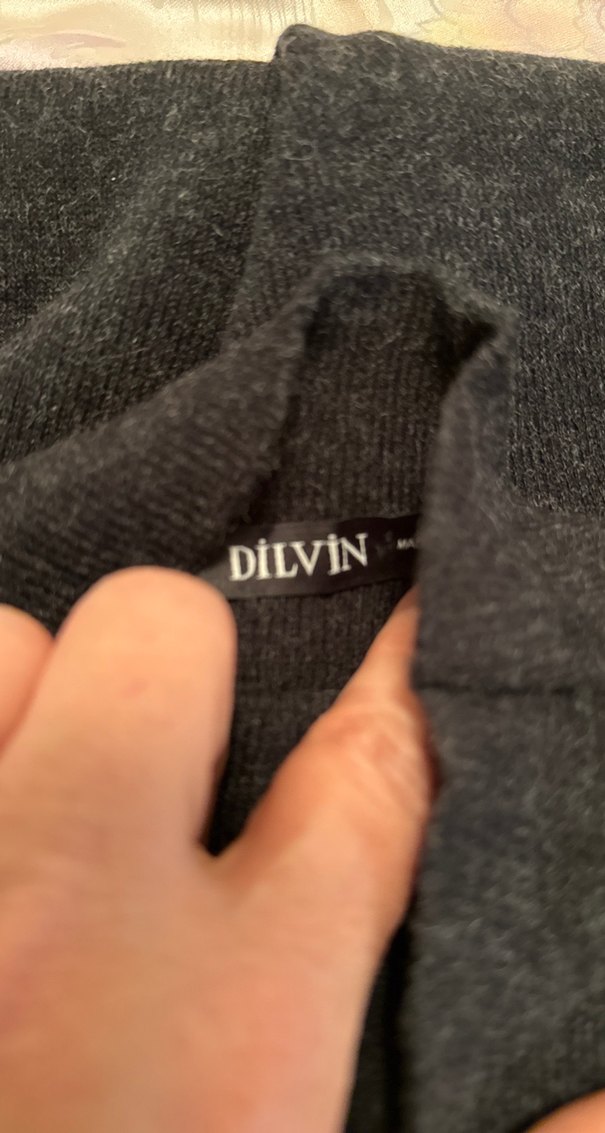 Koyu Gri Uzun Kesim Yüksek Yakalı Elbise  - Görsel 2