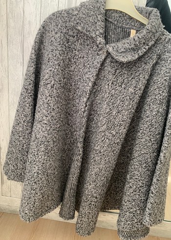 LC Waikiki Gri Bohem Tarz Kadın Panço