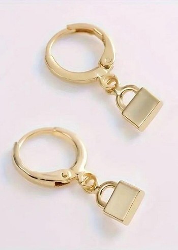 Accessorize Altın Renk Kilit Figürlü Midi Küpe