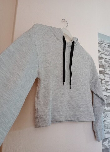 34 Beden gri Renk Sweatshirt crop 