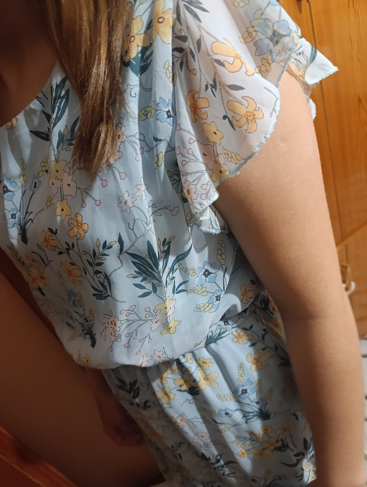 Mavi Çiçekli Midi Bohem Elbise - Görsel 3